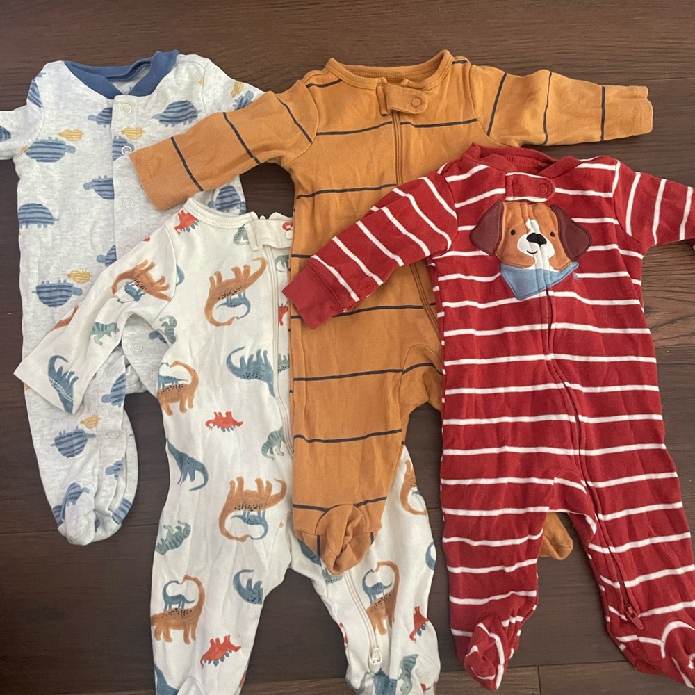 4 cotton zip up footie pajamas